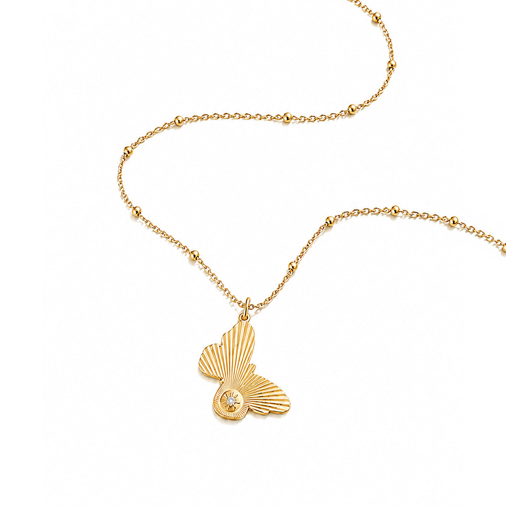 Sima Diamond Butterfly Medallion Necklace