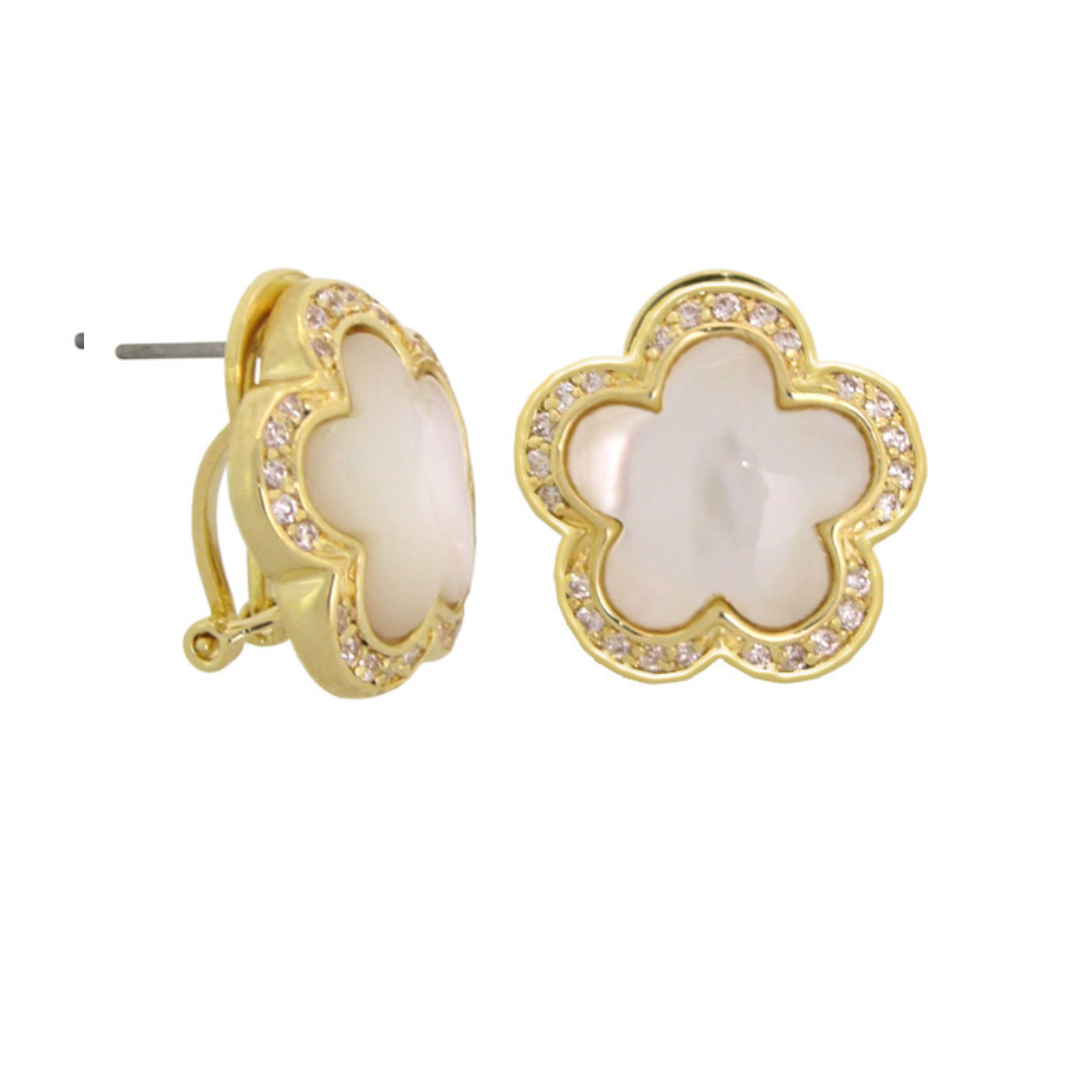 Daisy Love Earrings — Pavé Halo Clip
