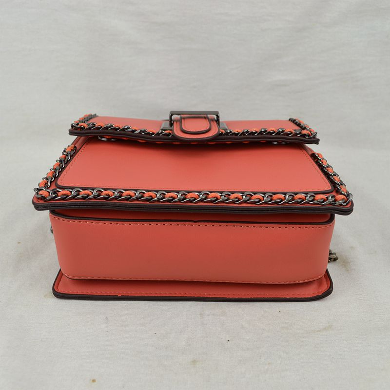 Women's Structured Top-Handle Crossbody Bag with Woven Chain Trim