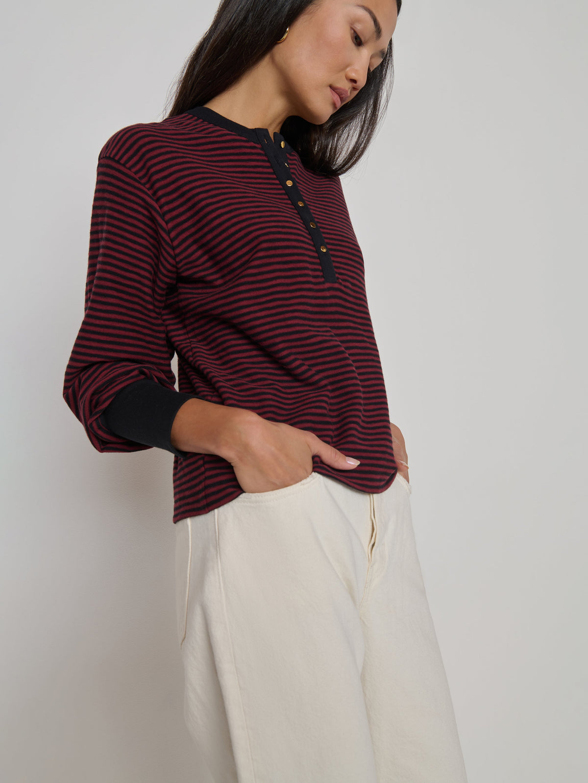 Victoria Henley in mini truffle stripe
