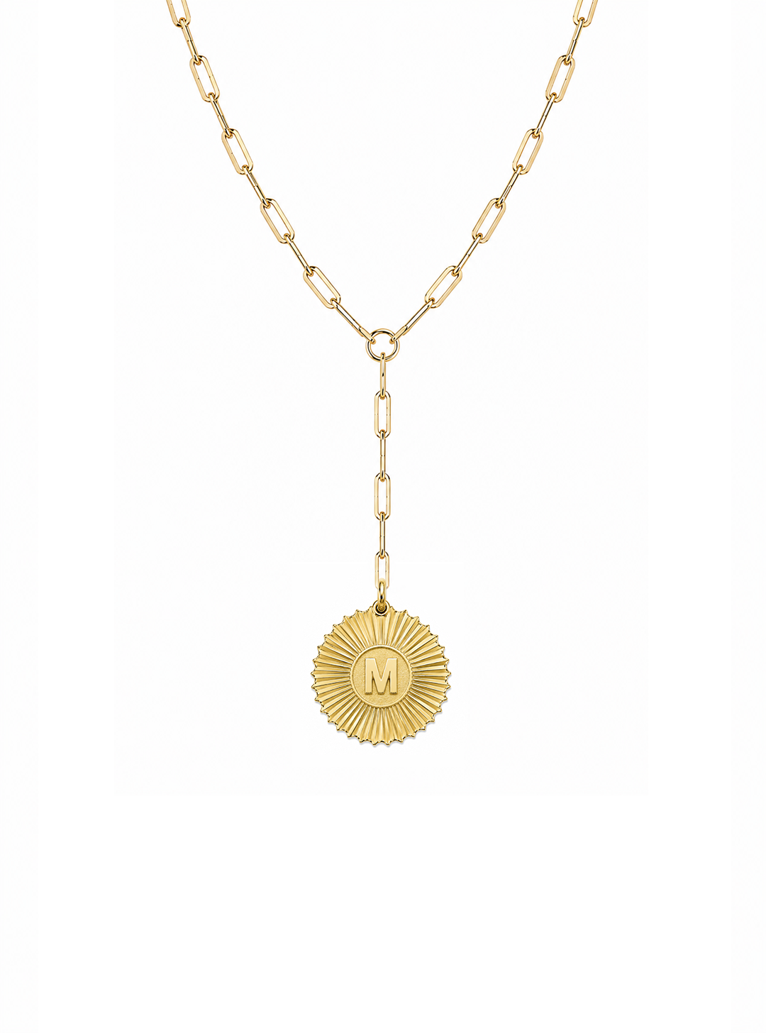 Vesta Initial Medallion Paperclip Lariat