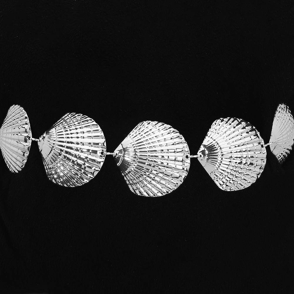 Textured Metal Seashell Link Waist Chain Belt