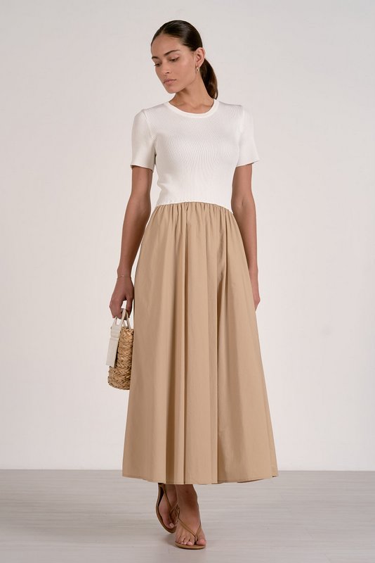 Riley Dress White Tan
