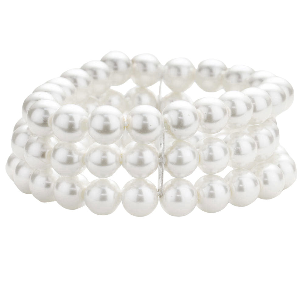 Multi Layered Pearl Stretch Bracelet