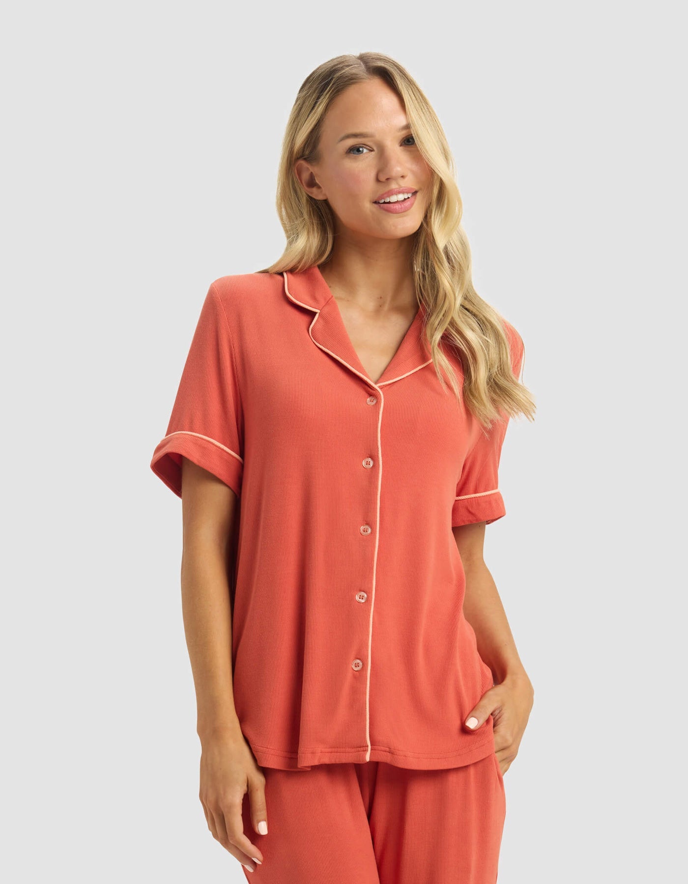 Women's Bamboo Rib-Knit Classic Short Sleeve Pajama Set