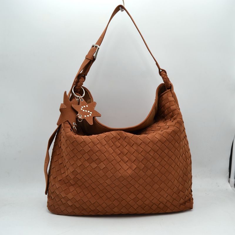 Woven Hobo Shoulder Bag with Adjustable Strap and Star Charm