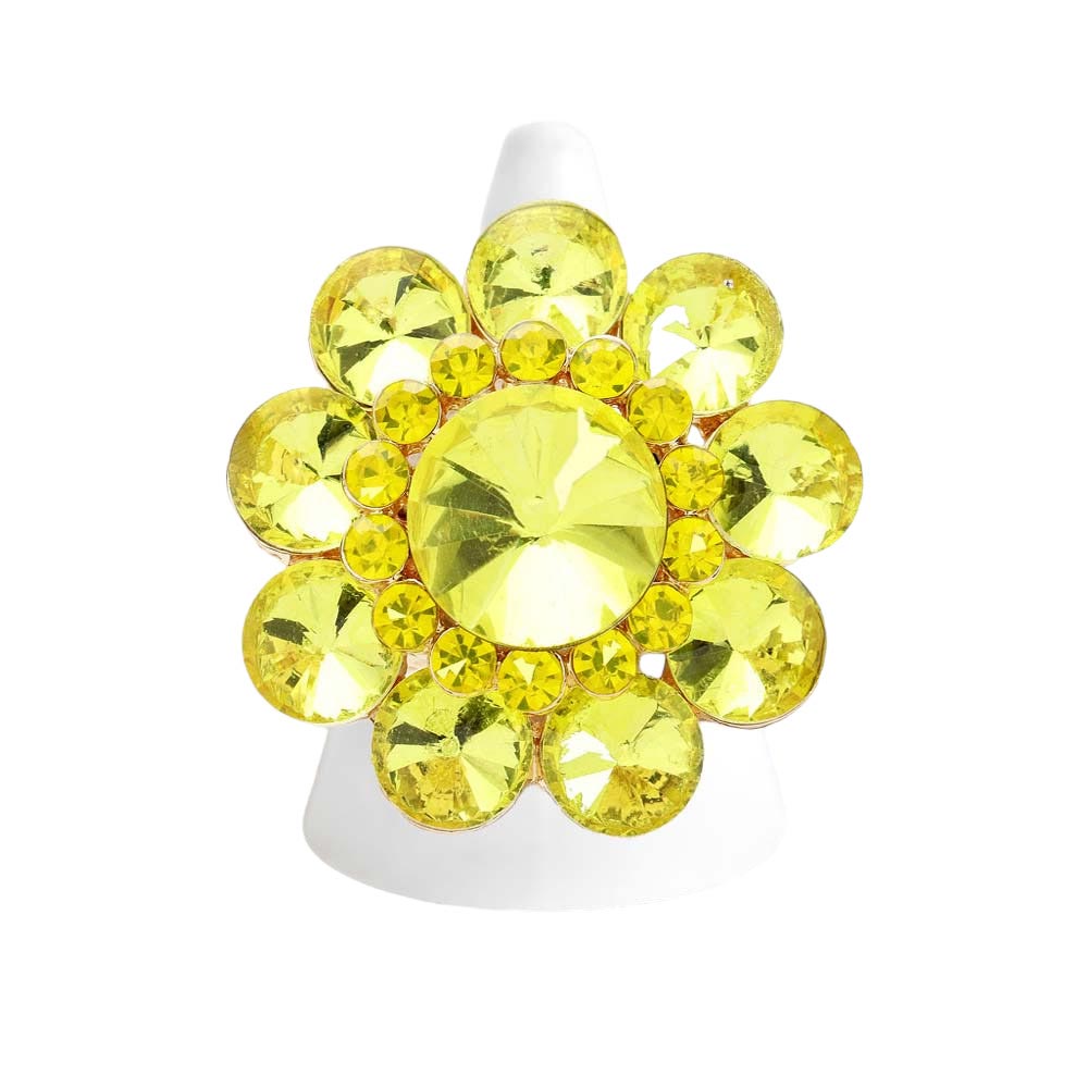 Round Crystal Flower Stretch Ring