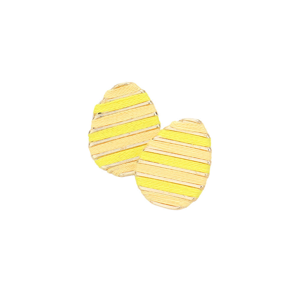 Thread Wrapped Easter Egg Stud Earrings