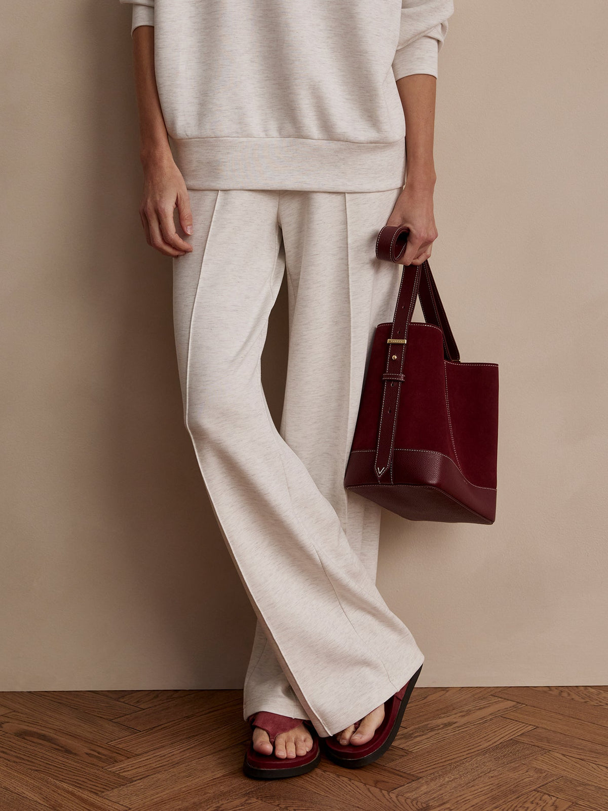 Varley The Wide Leg Pant 28 in Ivory Marl
