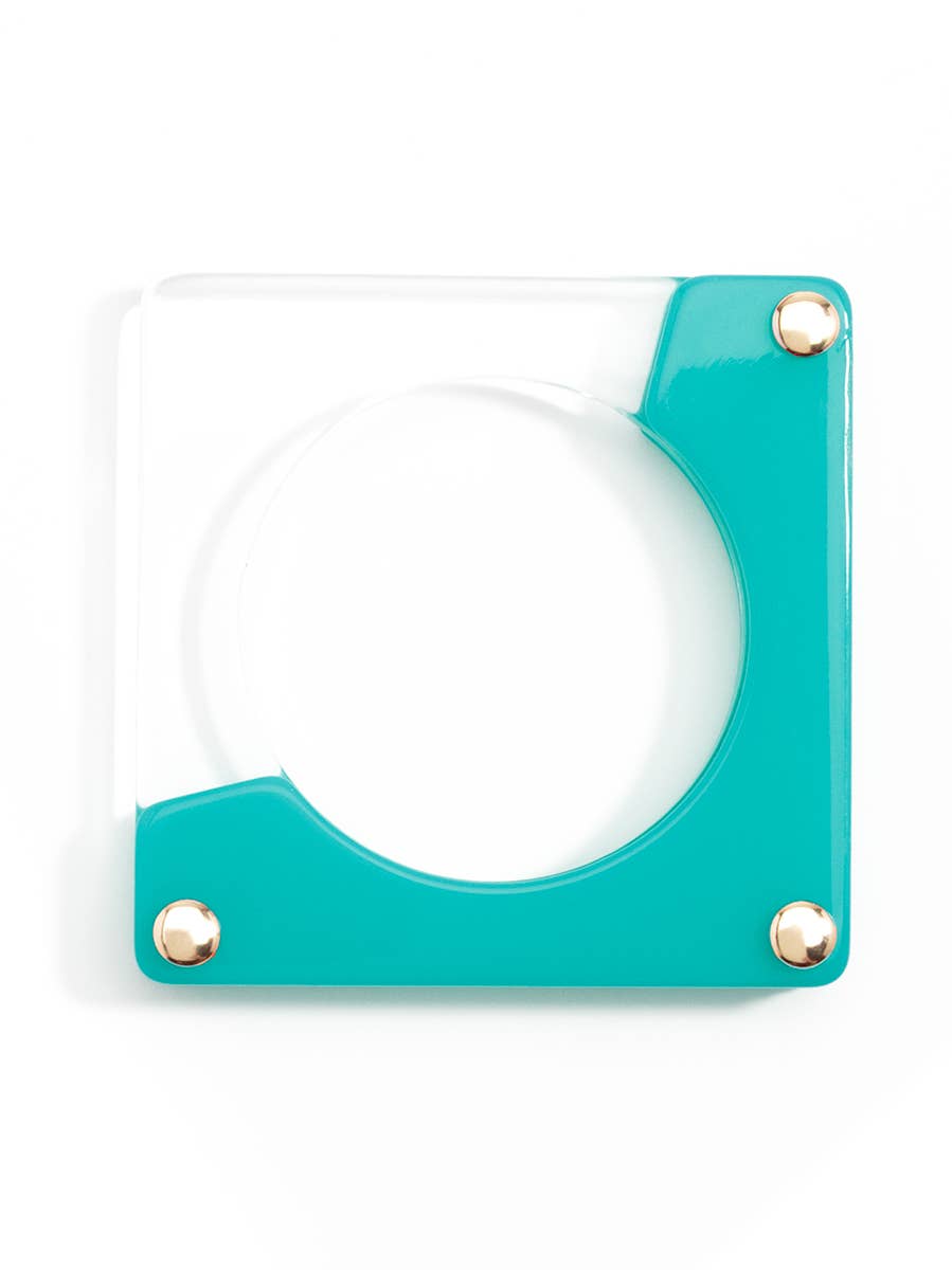 Acrylic Resin Square Bangle - AQUA by Quirks! at Shirley Shoppe