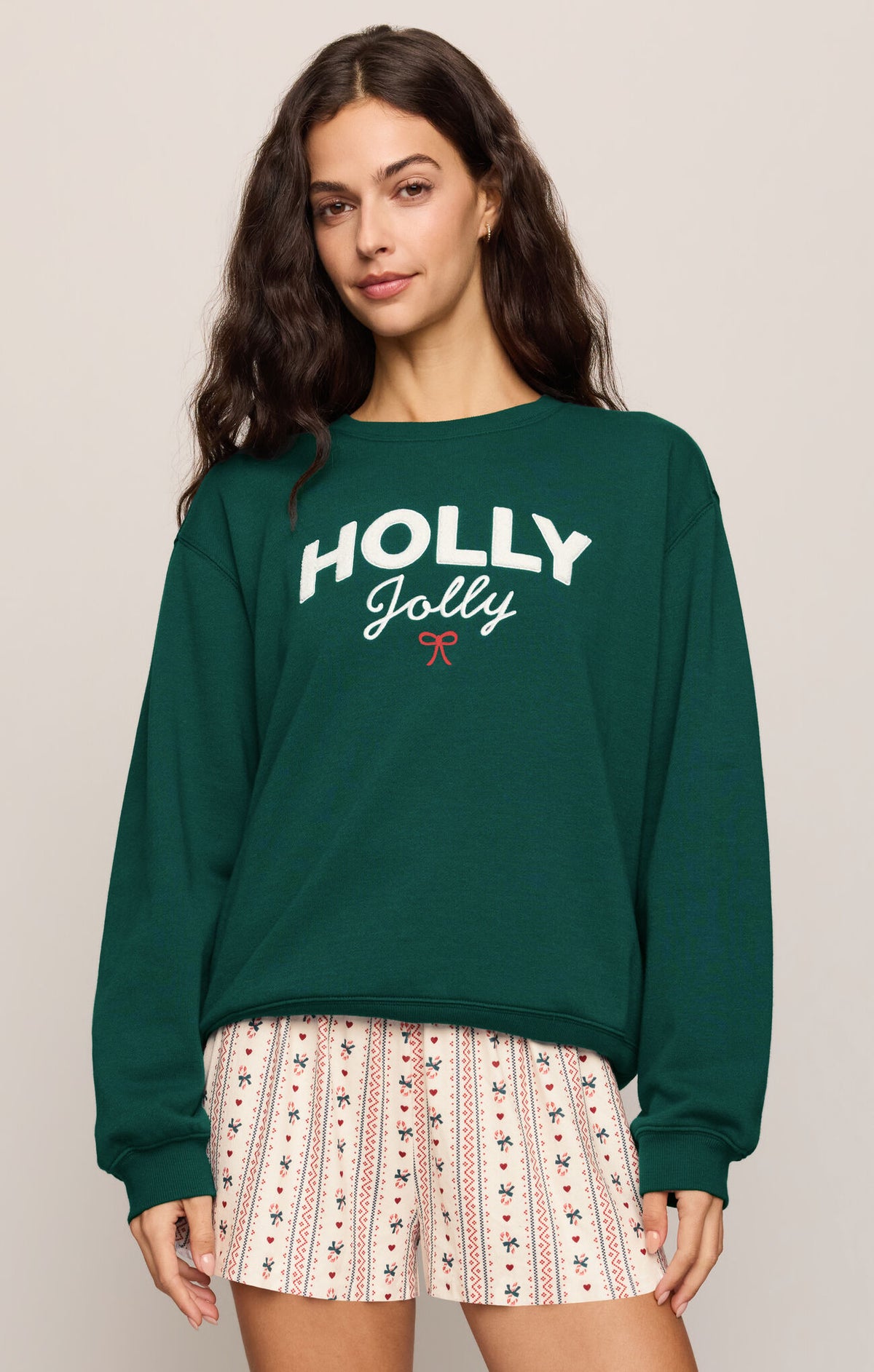 Holly Jolly Sweatshirt in Velvet Green