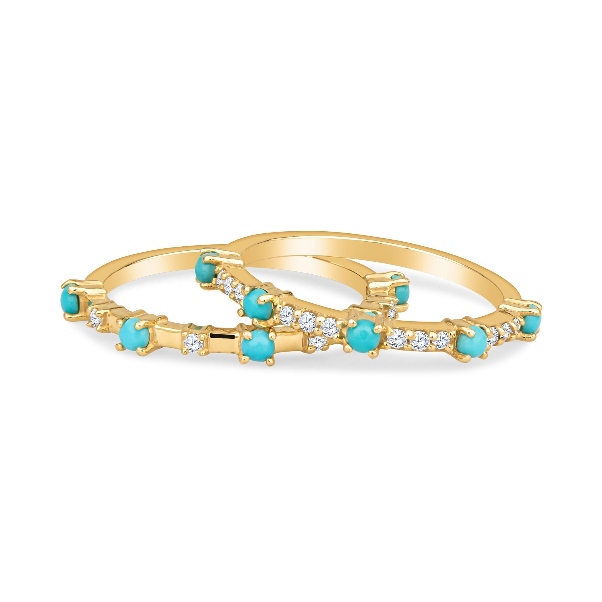 Alyssa 14K Gold Turquoise Dainty Ring with White Diamonds by Christina Greene at Shirley Shoppe