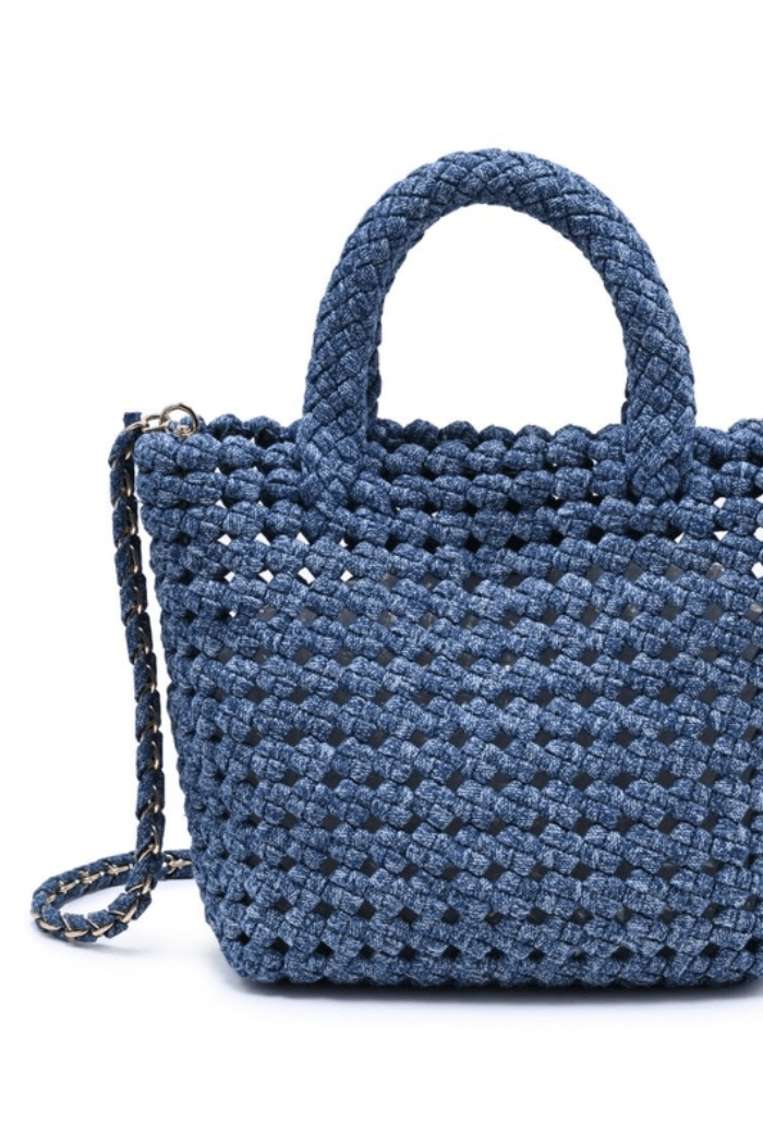 Ambrosia Small Denim Crossbody - denim 2 pc with Strap by Sol and Selene at Shirley Shoppe