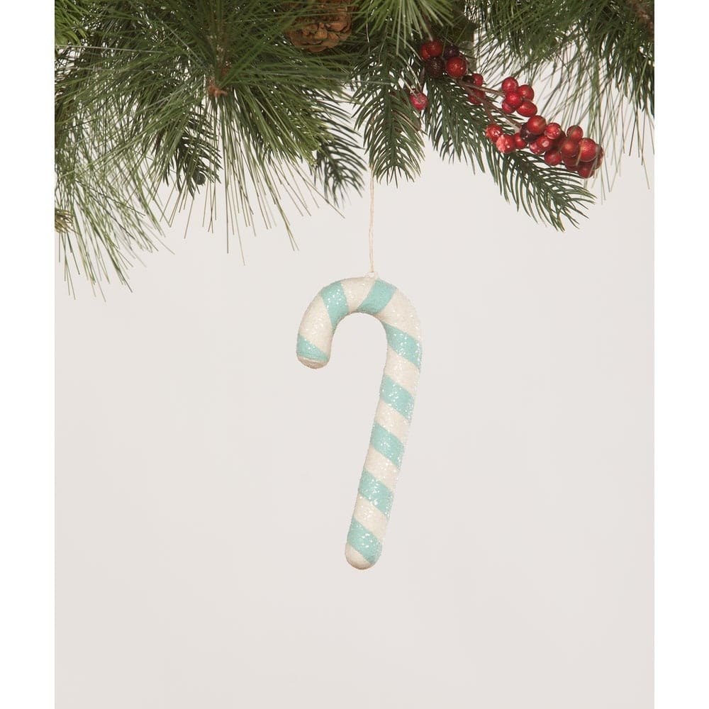 Aqua Candy Cane Ornament by Bethany Lowe Designs by Quirks! at Shirley Shoppe