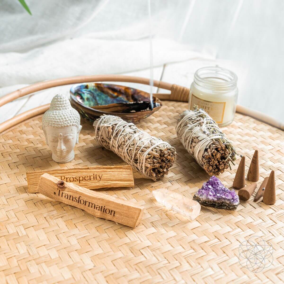 Attract Abundance - Premium Manifestation Smudge Kit (8 Pieces) by Conscious Items at Shirley Shoppe