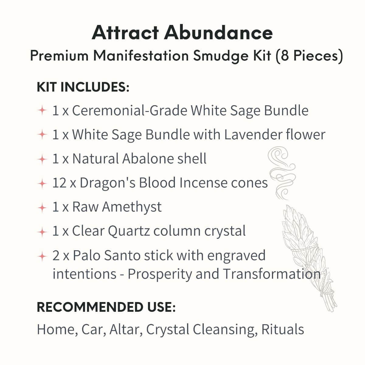 Attract Abundance - Premium Manifestation Smudge Kit (8 Pieces) by Conscious Items at Shirley Shoppe