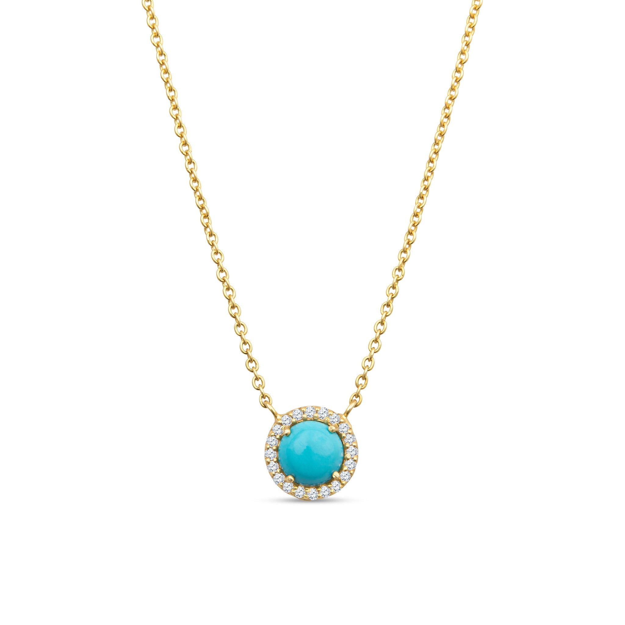 Aubrey 14K Gold Turquoise Pendant Necklace with Diamonds by Christina Greene at Shirley Shoppe