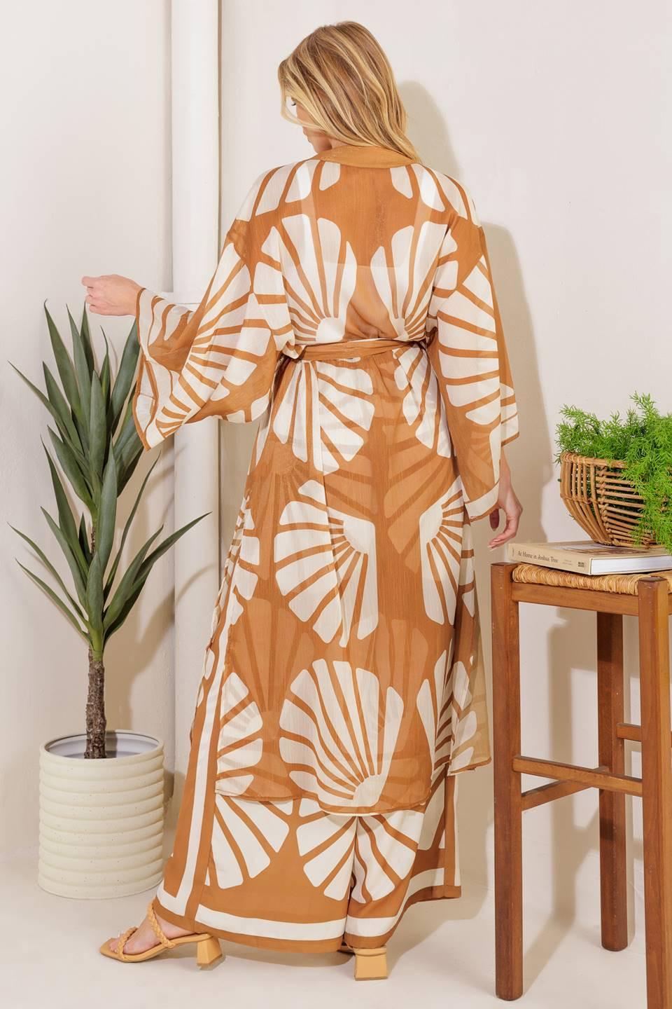 AWAITING LOVE WOVEN KIMONO COVER UP AND PANT SET by Flying Tomato at Shirley Shoppe