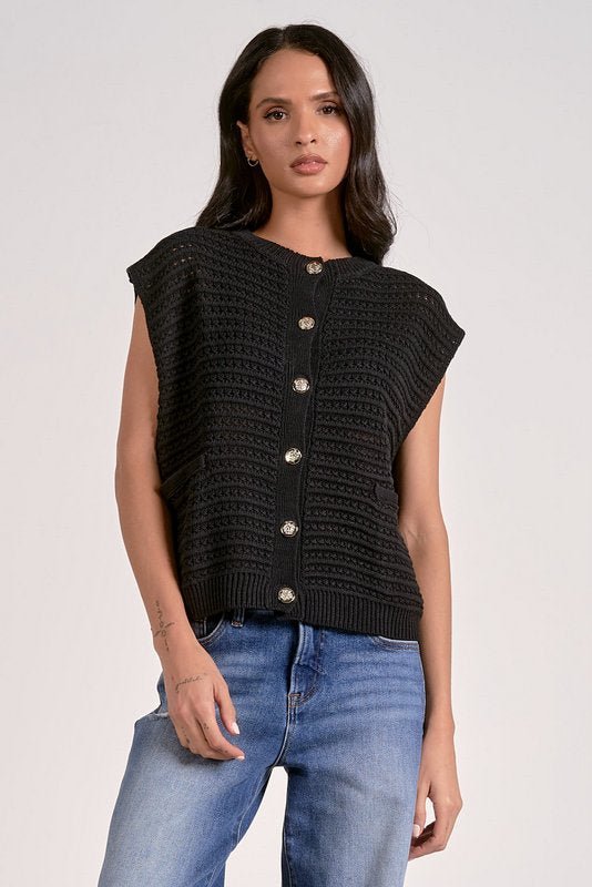 Ayla Sweater Vest Black by Shop Elan at Shirley Shoppe