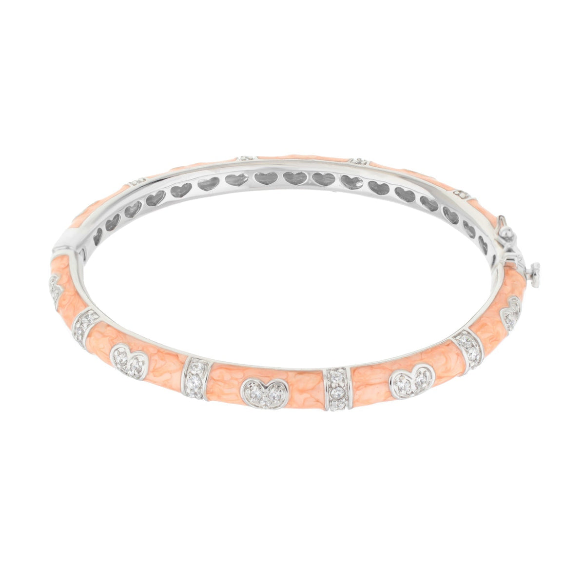 Pave Love Stackable Bangle — Double Heart Station