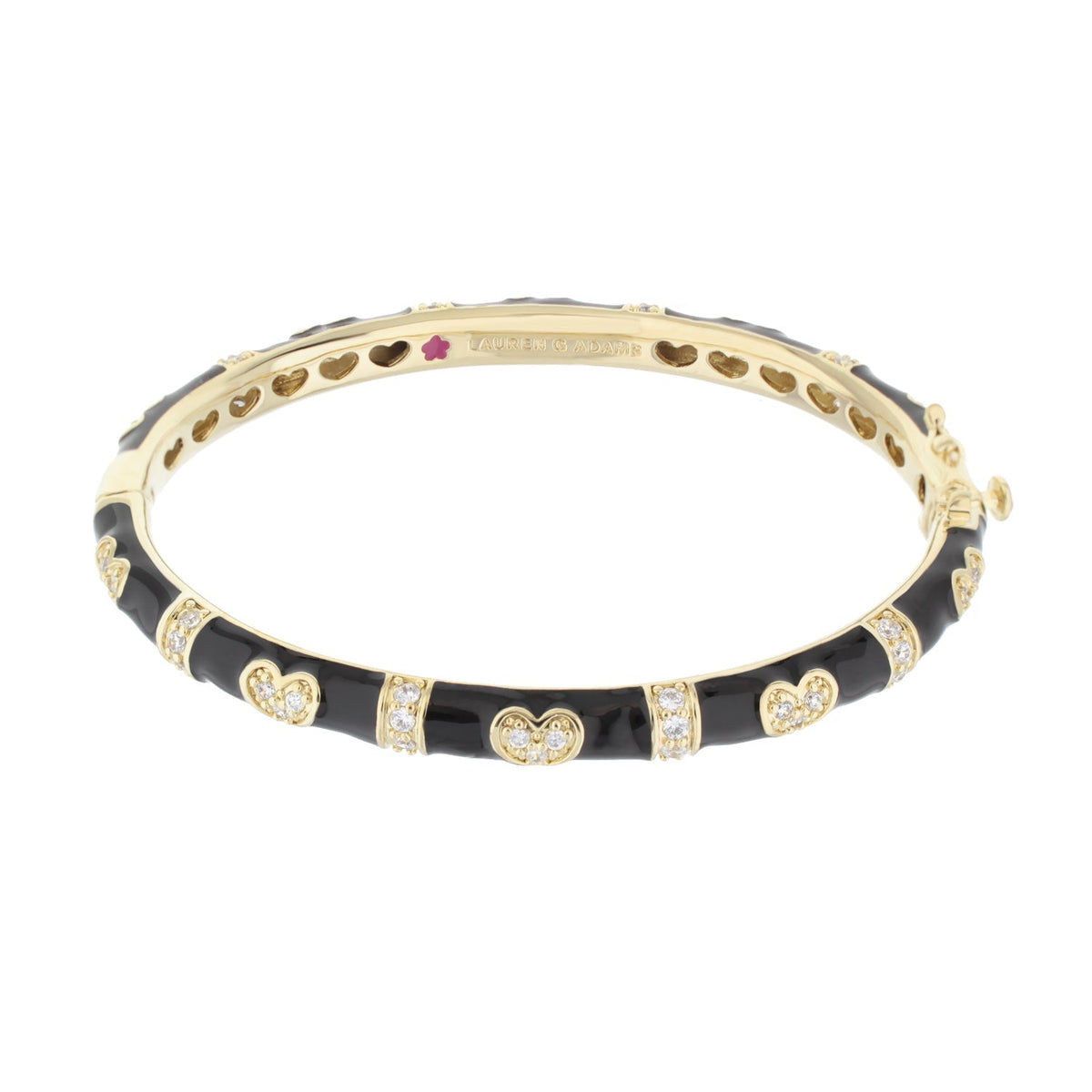 Pave Love Stackable Bangle — Double Heart Station