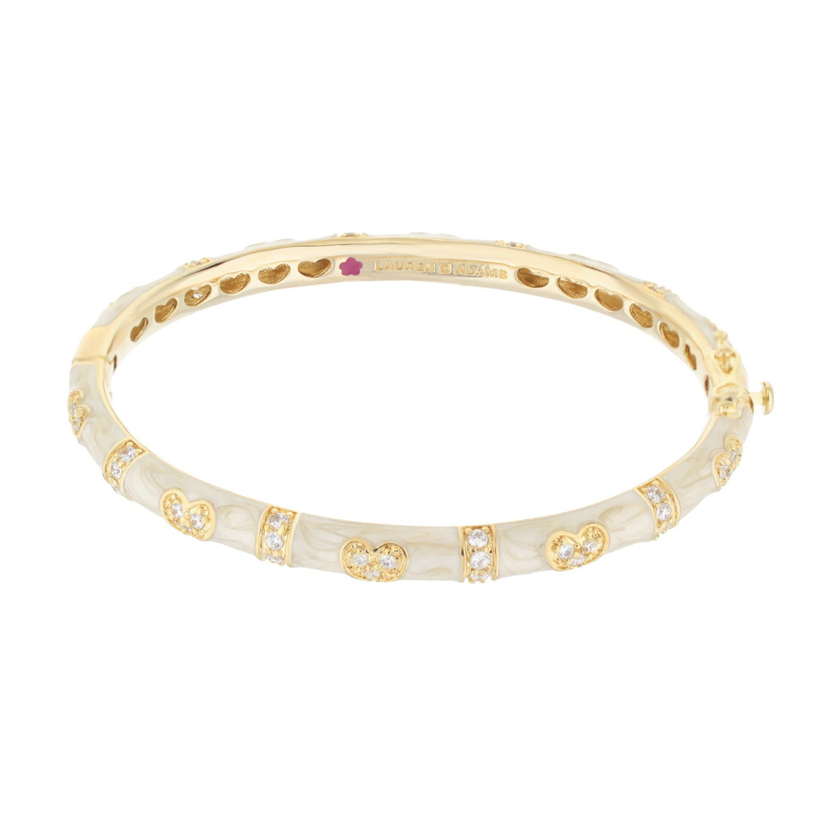 Pave Love Stackable Bangle — Double Heart Station