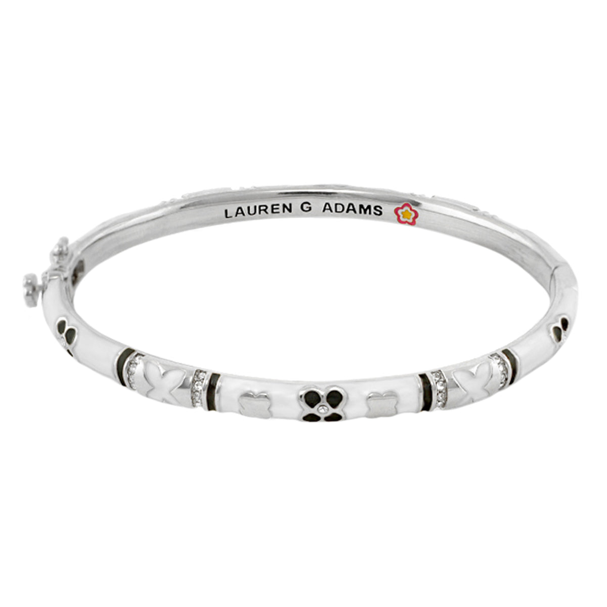 Floral Knight Stackable Bangle — Slim Pavé Station