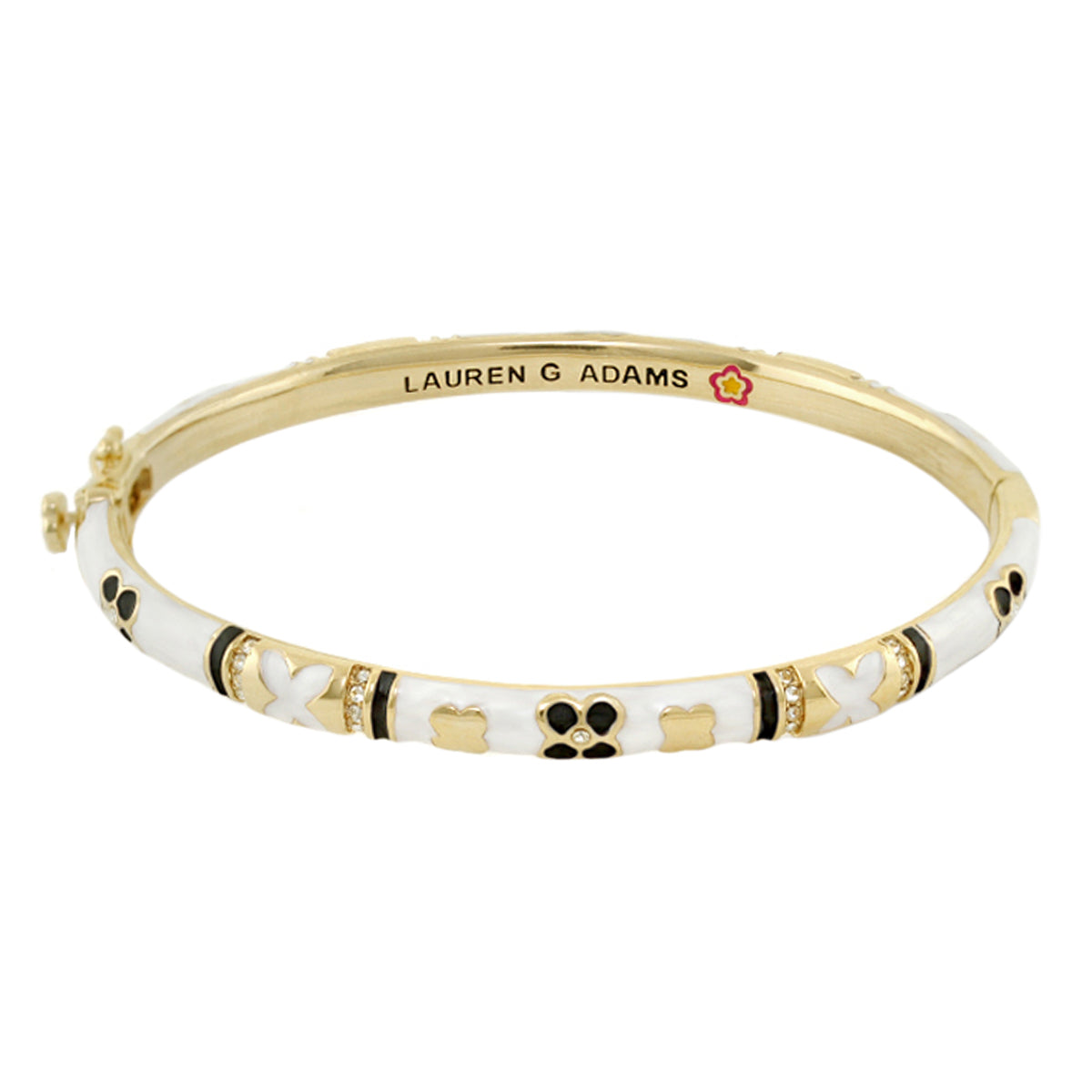 Floral Knight Stackable Bangle — Slim Pavé Station