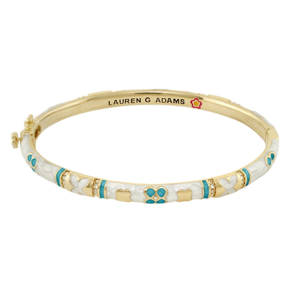 Floral Knight Stackable Bangle — Slim Pavé Station