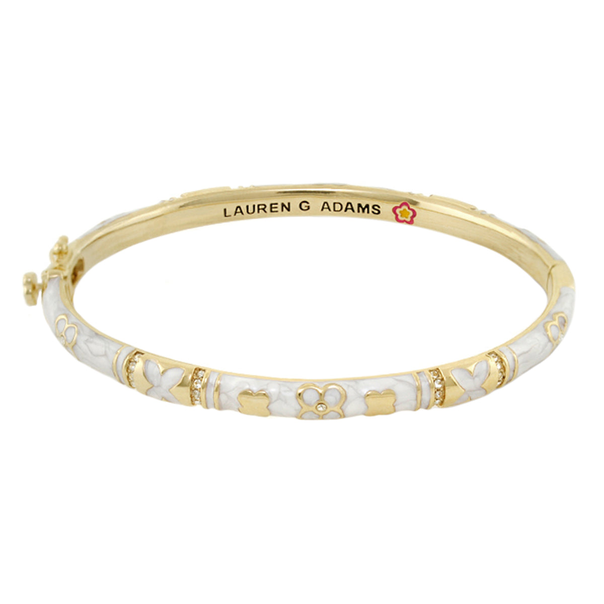 Floral Knight Stackable Bangle — Slim Pavé Station