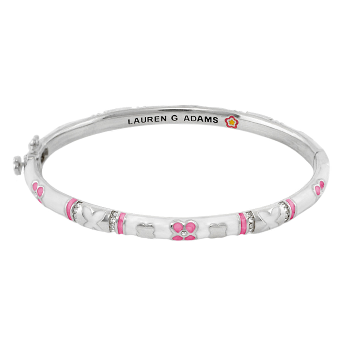 Floral Knight Stackable Bangle — Slim Pavé Station