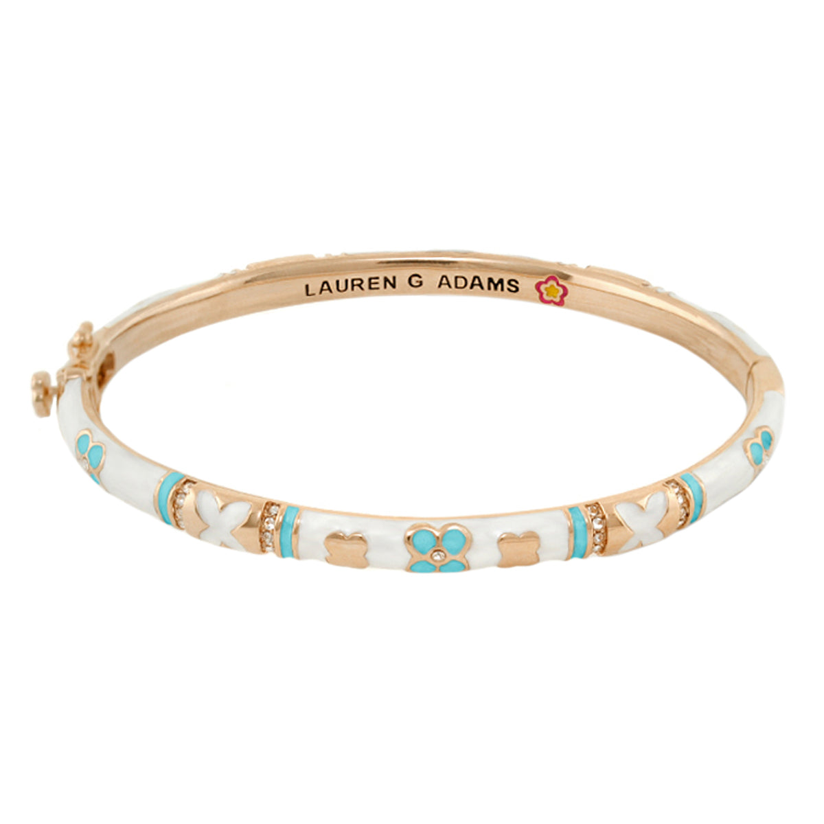 Floral Knight Stackable Bangle — Slim Pavé Station