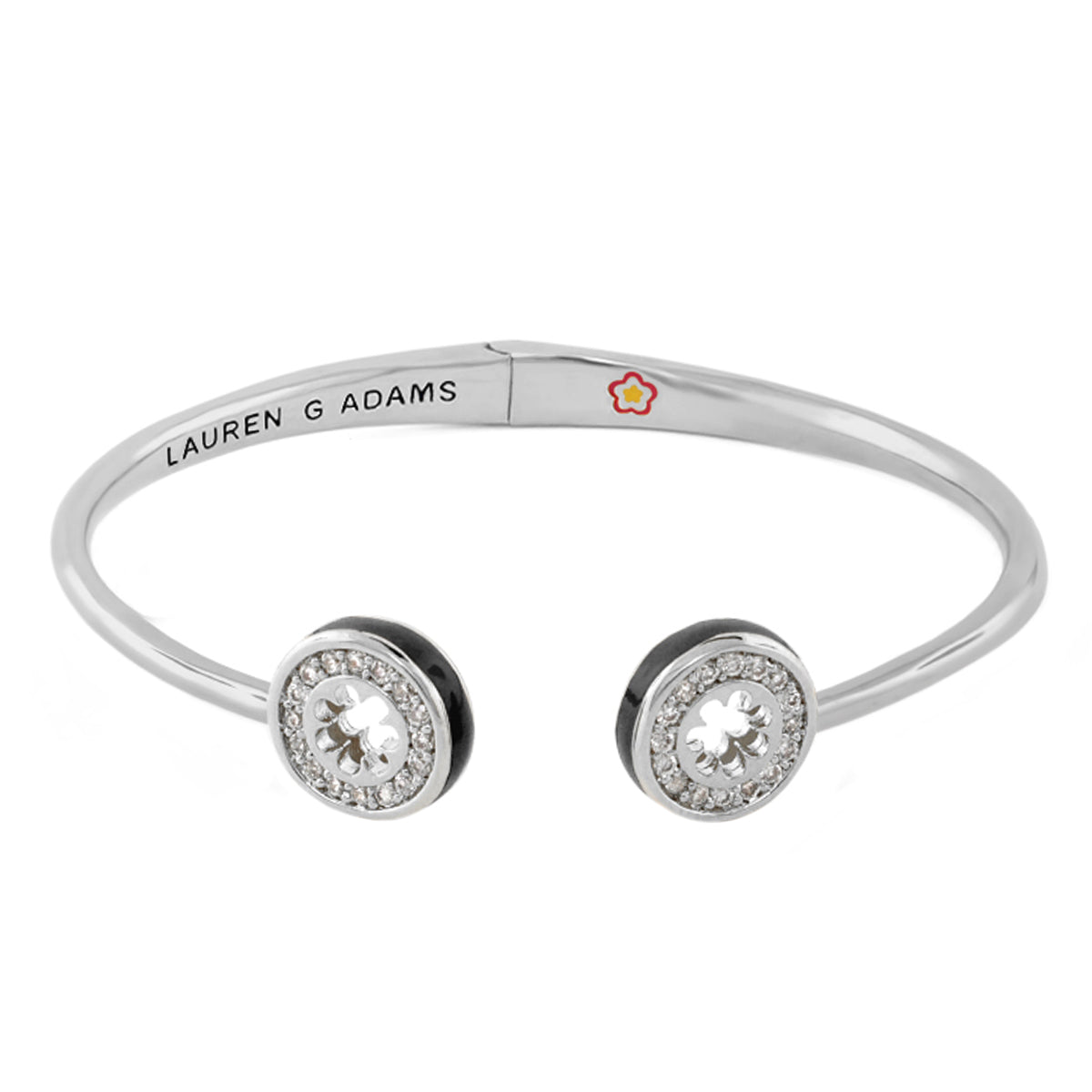 Open Arms Pave Flower Bangle