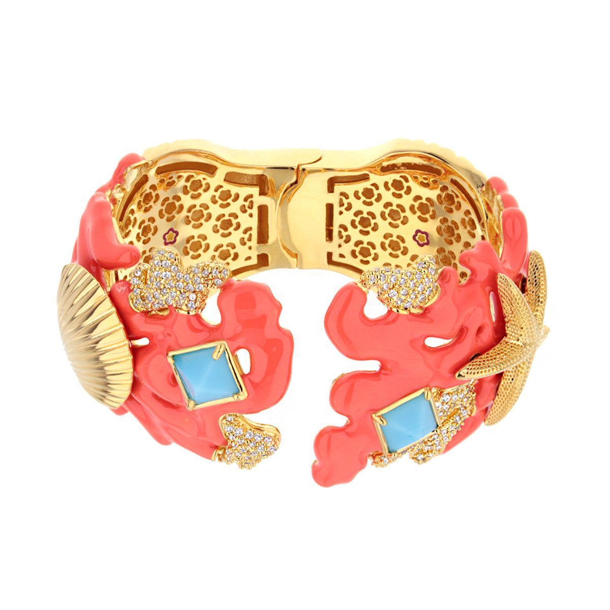 Pretty Little Things Coral Bangle — Shell & Starfish Cuff