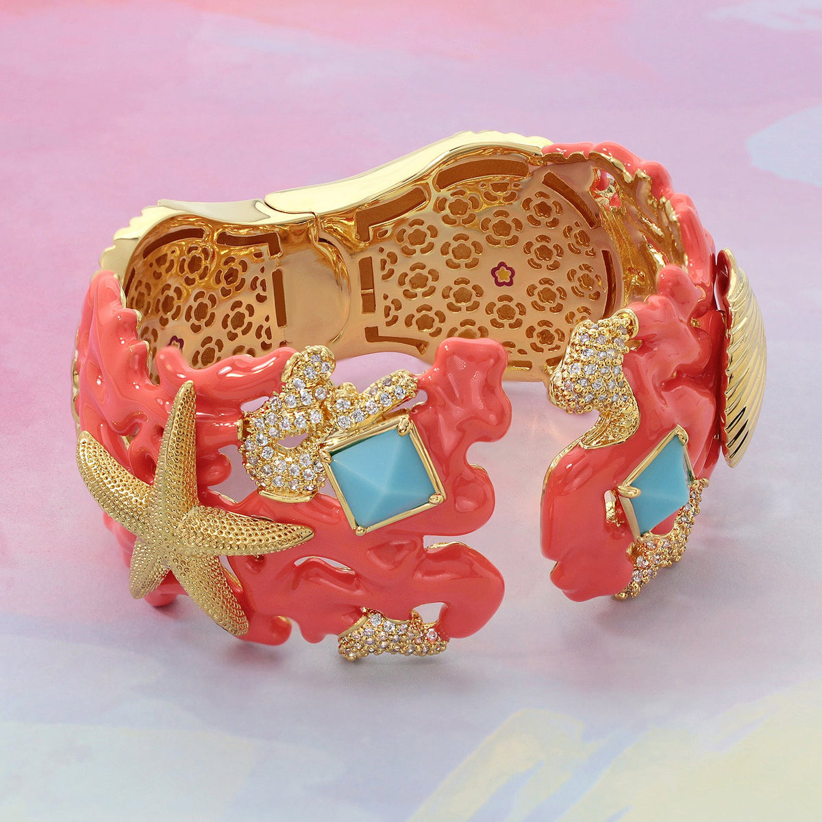 Pretty Little Things Coral Bangle — Shell & Starfish Cuff