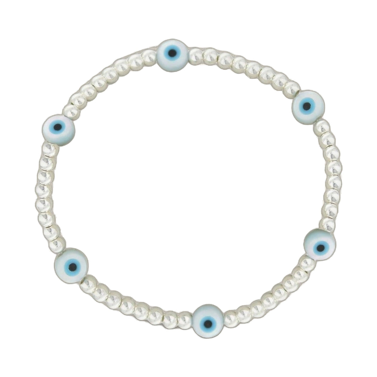Lorelai Evil Eye Silver 3mm Beads Bracelet