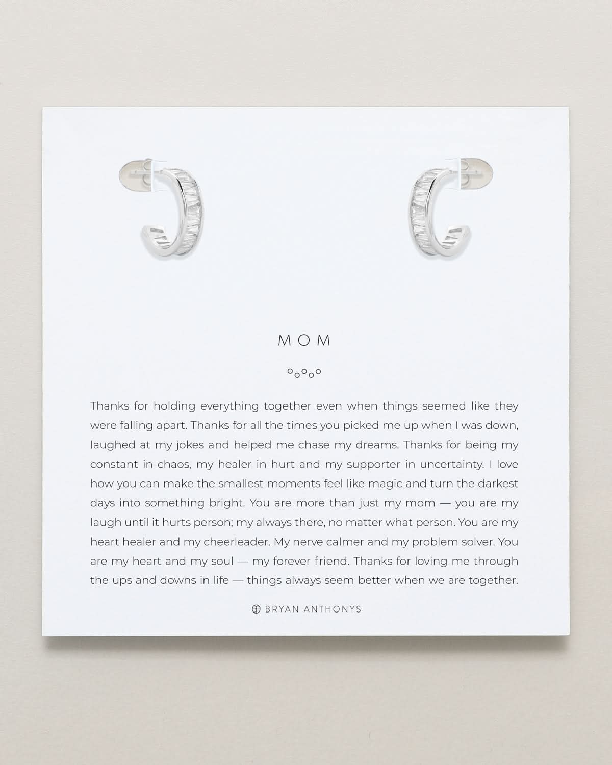 Mom Baguette Mini Hoop Earrings