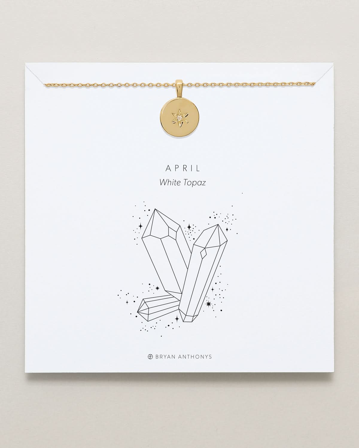Birthstone Pendant Necklace — White Topaz