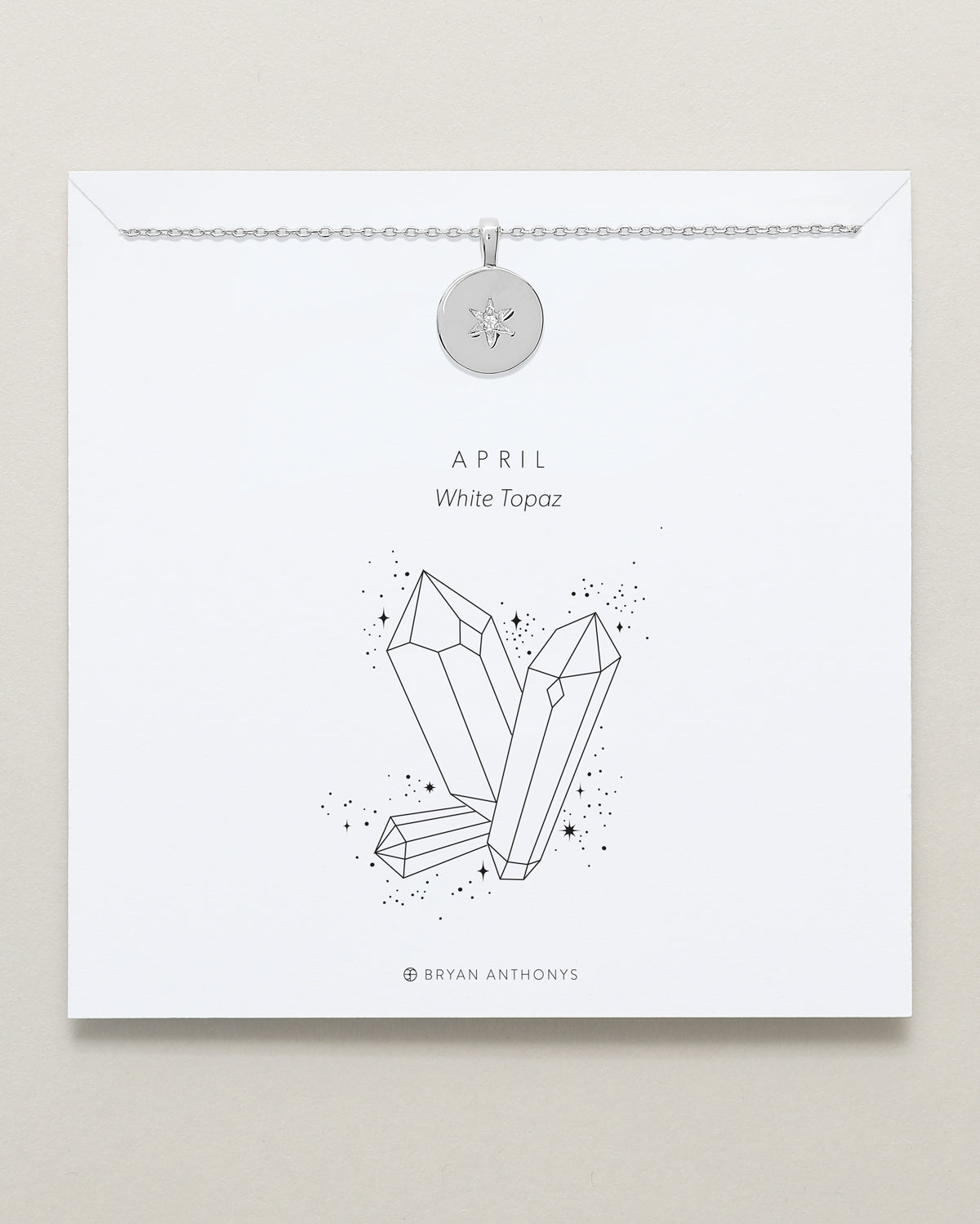 Birthstone Pendant Necklace — White Topaz