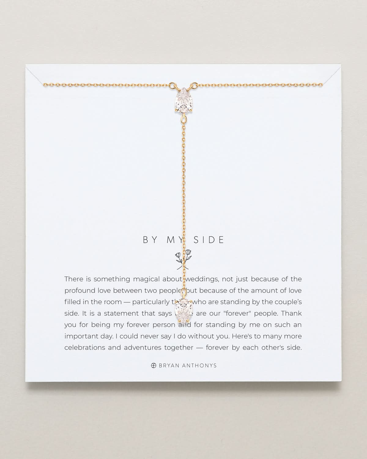By My Side Pear Cut Lariat Necklace
