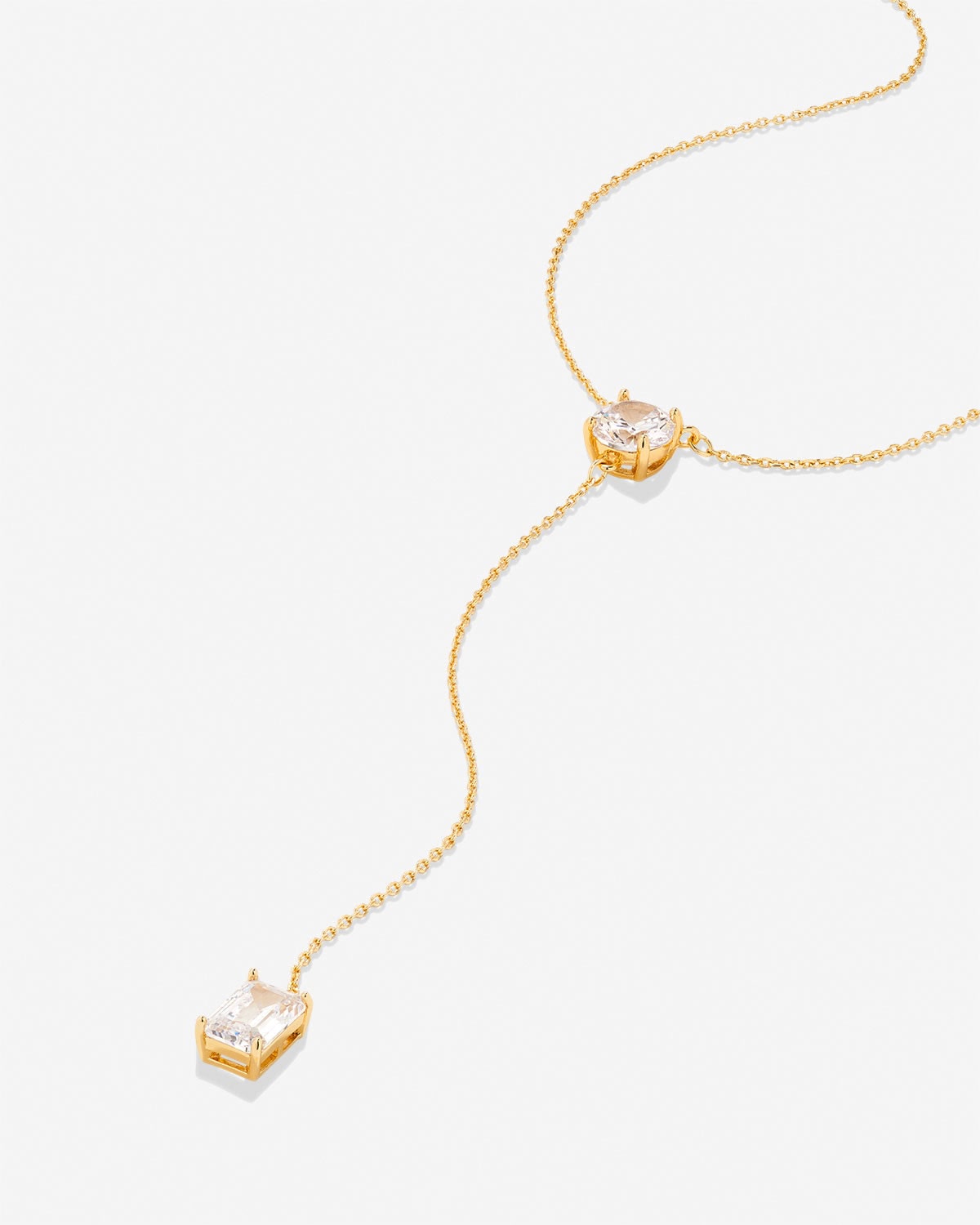 Beautifully Broken Emerald Cut Lariat Necklace