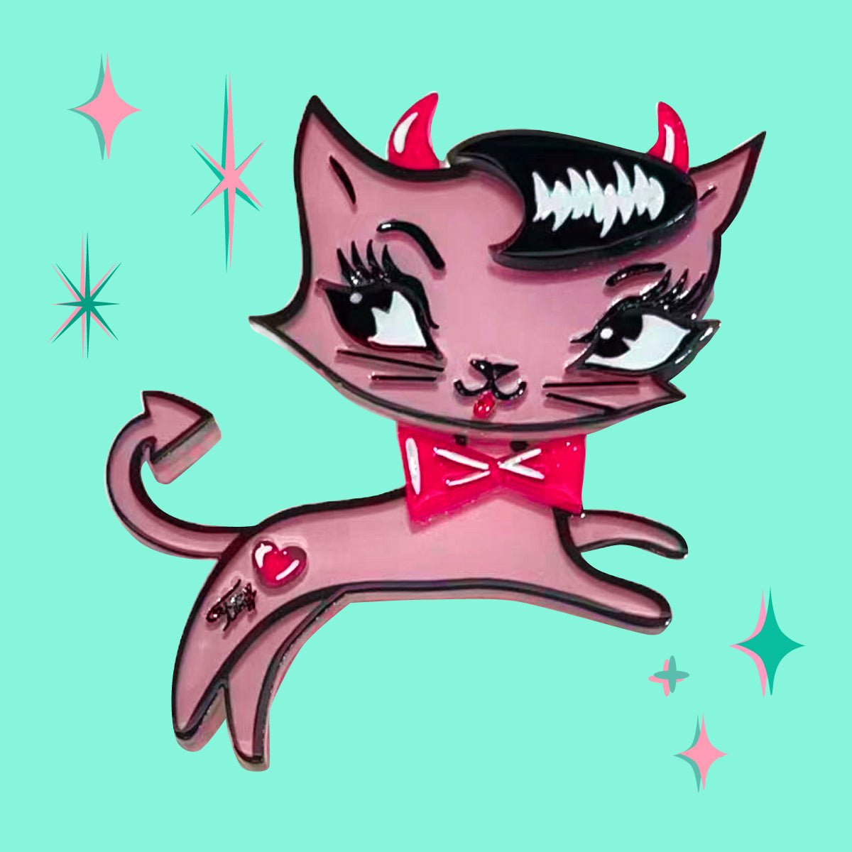 Bad Kitty Brooch by Miss Fluff x Lipstick & Chrome by Quirks! at Shirley Shoppe