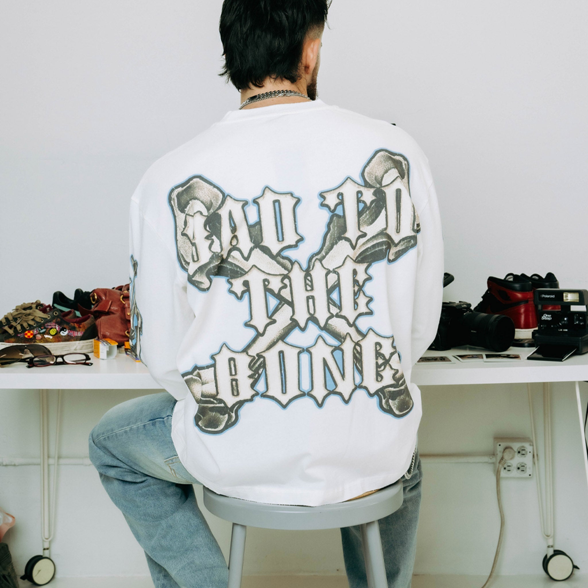 Commons Bad to the Bone Long Sleeve Tee White