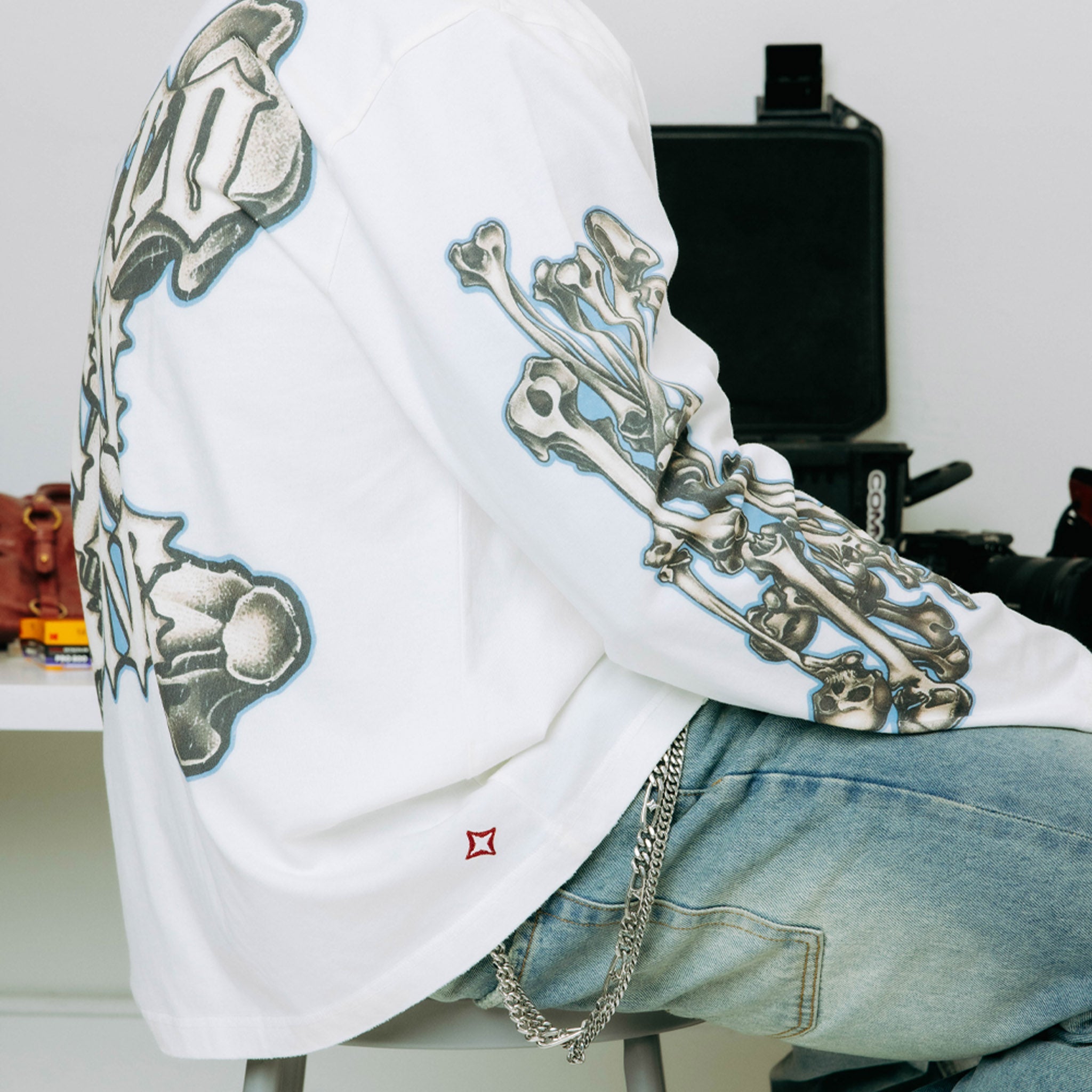 Commons Bad to the Bone Long Sleeve Tee White
