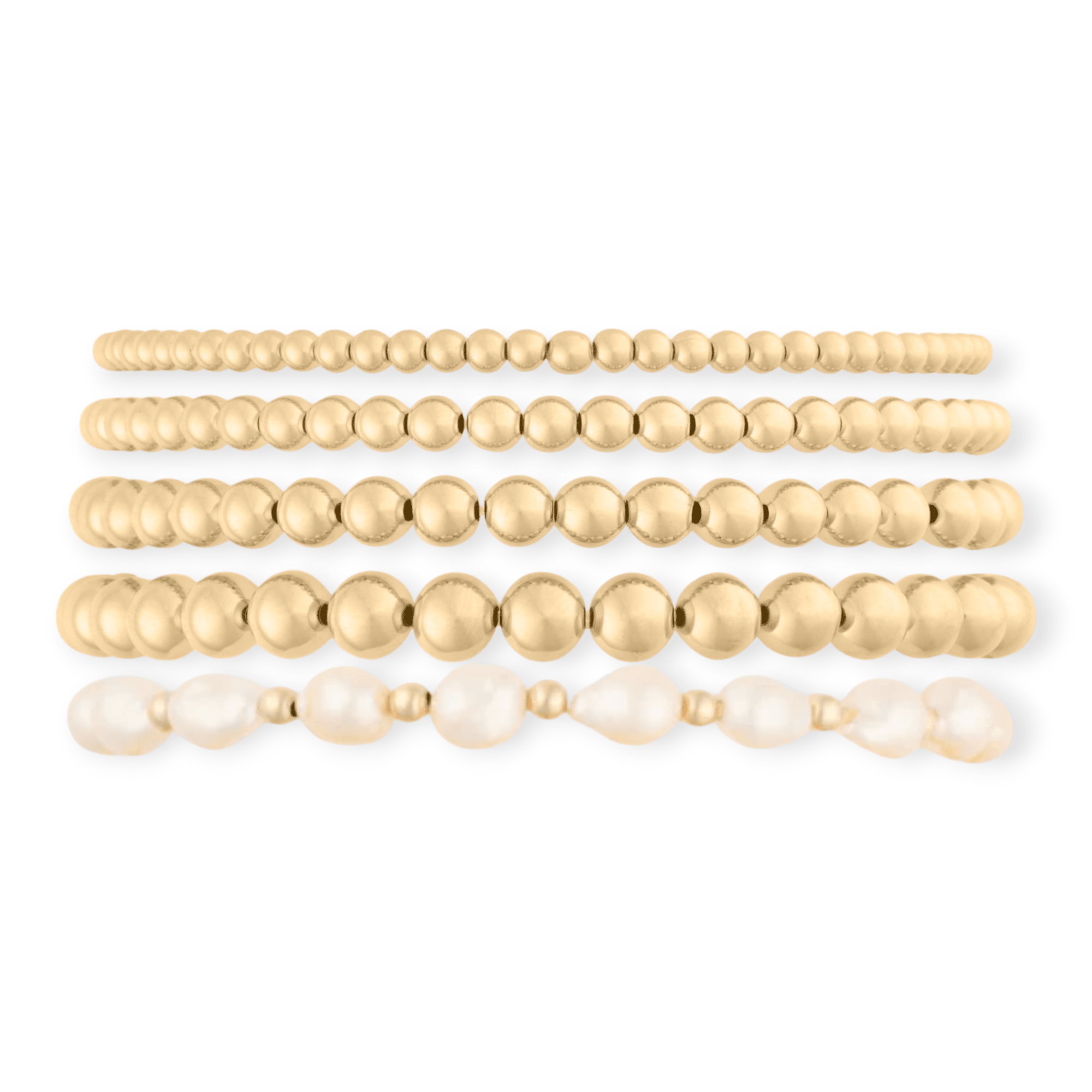 baroque juno bracelet five stack (3+4+5+6+7mm) by Cuffed by Nano LLC at Shirley Shoppe