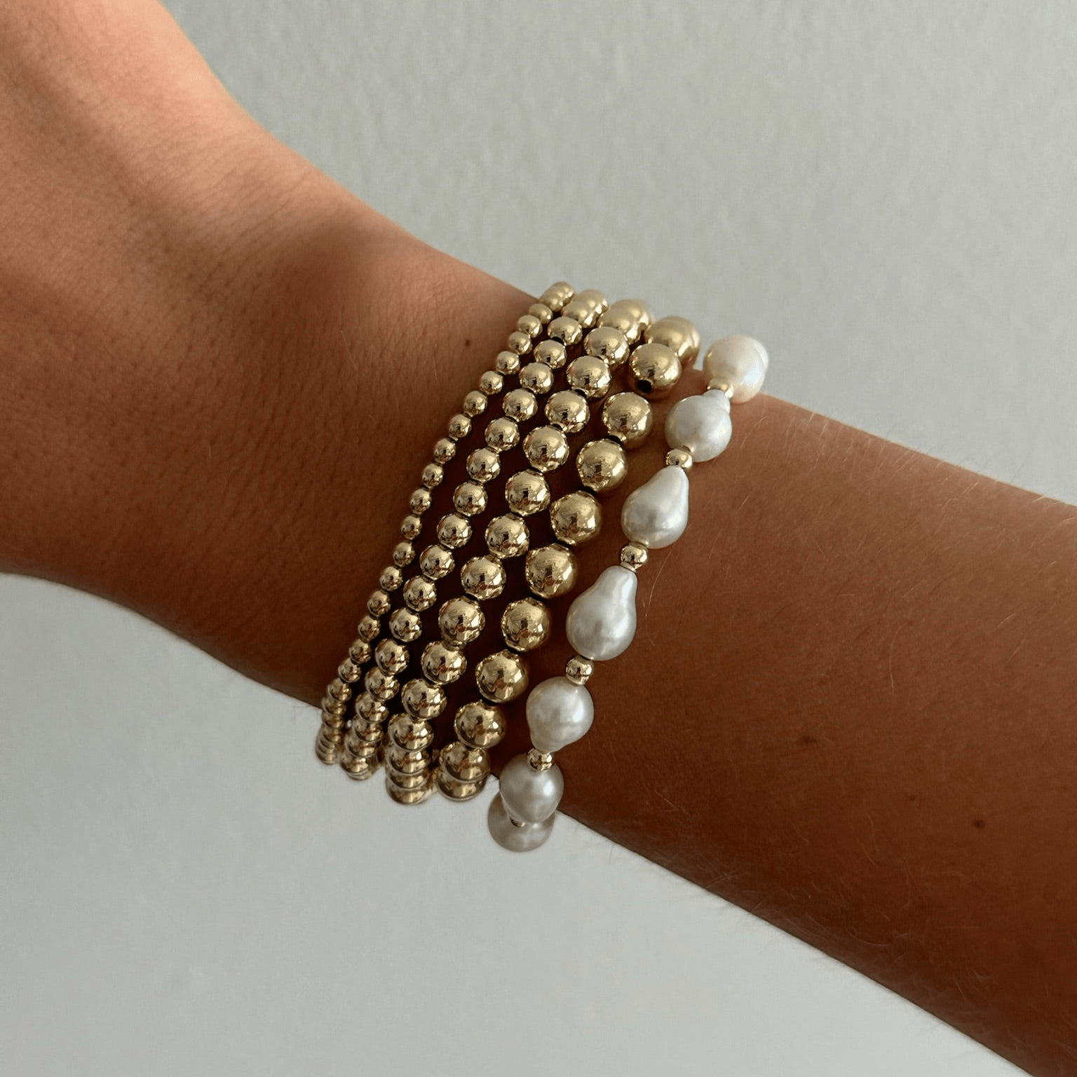baroque juno bracelet five stack (3+4+5+6+7mm) by Cuffed by Nano LLC at Shirley Shoppe