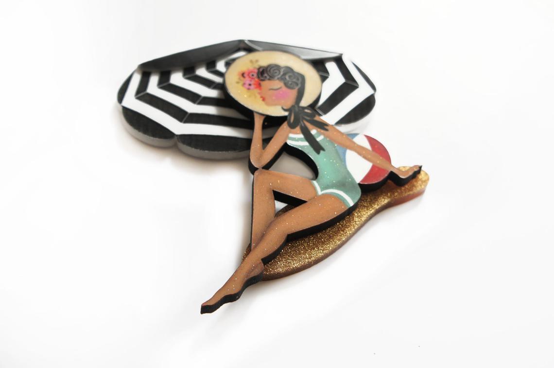 Beach Girl Brooch by Laliblue by Quirks! at Shirley Shoppe