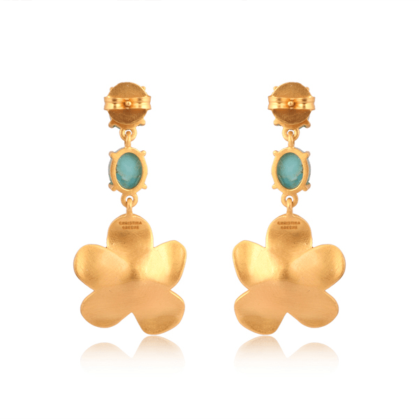 Beachside Bloom Drop Earrings - Turquoise by Christina Greene at Shirley Shoppe
