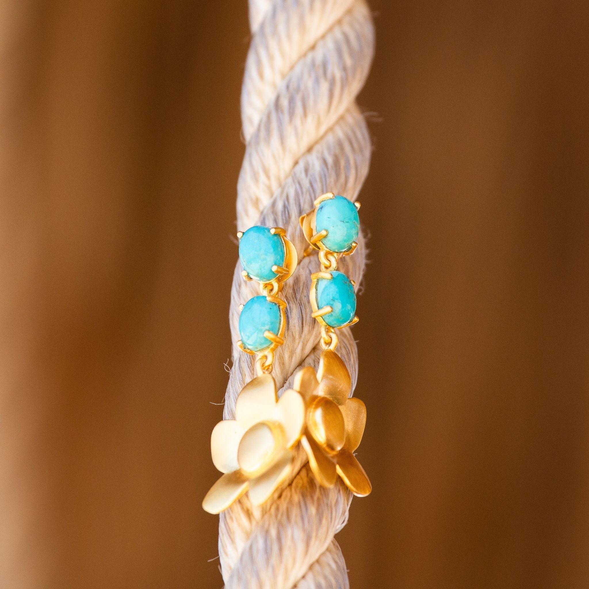 Beachside Bloom Drop Earrings - Turquoise by Christina Greene at Shirley Shoppe
