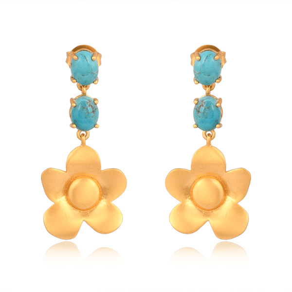 Beachside Bloom Drop Earrings - Turquoise by Christina Greene at Shirley Shoppe